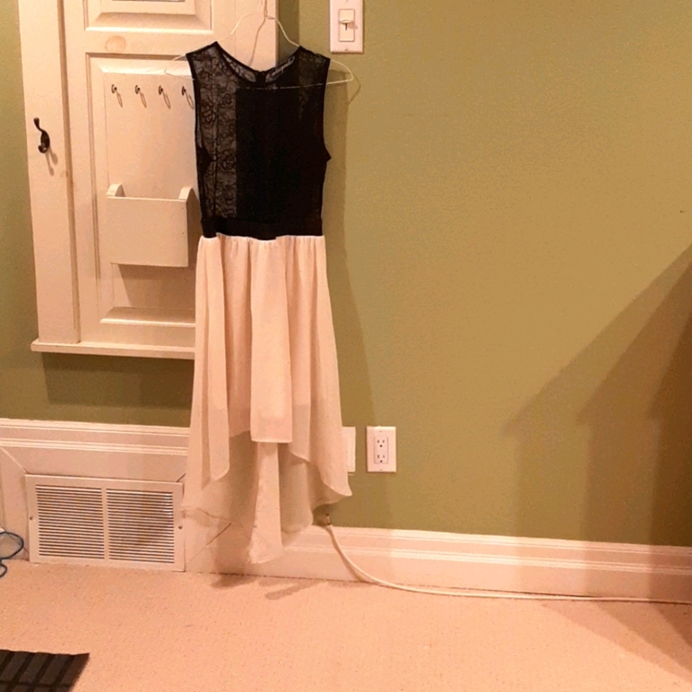 Black and white evening dress